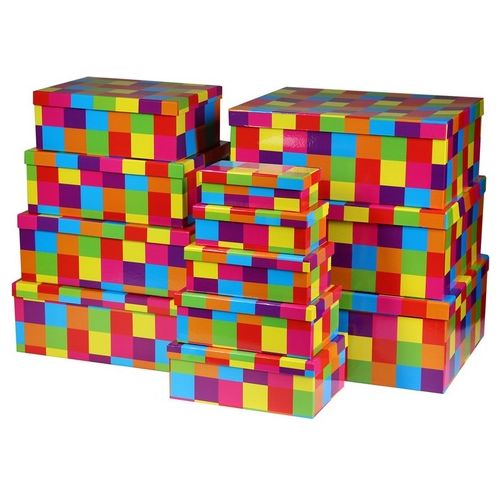 12 scatole rettangolari in cartone Quadri