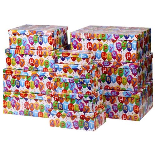 12 scatole rettangolari in cartone Birthday Ball
