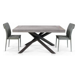 1613 Tavolo Nobilitato 90 X 160/210/260 Struttura Nera Piano Grigio