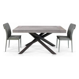1614 Tavolo Nobilitato 100 X 180/230/280 Struttura Nera Piano Grigio