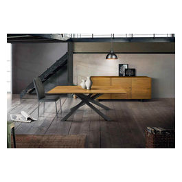 1621 Tavolo Rovere Nodato 100 X 250 Struttura Nera Piano Naturale