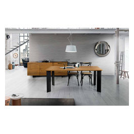 1664 Tavolo Rovere Nodato 90 X 180 Struttura Nera Piano Naturale