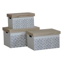 3 Cassette organizer con coperchio in mdf bianco 42X31X24 37X26X21 31X21X19