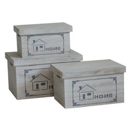 3 Cassette organizer Home con coperchio in mdf bianco 42X31X24 37X26X21 31X21X19