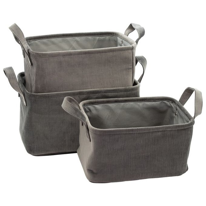 3 ceste da bagno Damasco in velluto grigio 36X26X20 33X23X18 30X21X16