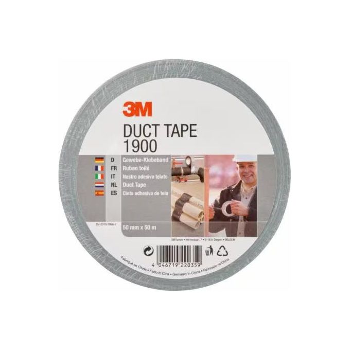 3M Duct Tape 1900 Nastro Telato per Riparazioni Grigio 50x50