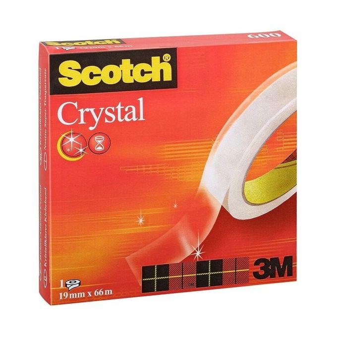 3M Post-it - Nastro Adesivo Supertrasparente Scotch Crystal Clear In Scatola 19mmx66m