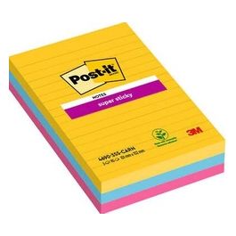 3M Post-it - Super Sticky Colori Rio De Janeiro 3 Blocchetti 3 Colori 90 Foglietti XXL 101x152mm