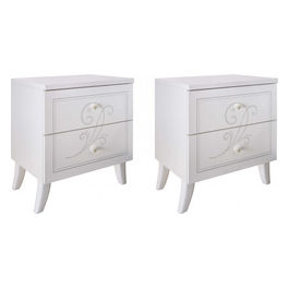 67 18 01 - 13 Coppia Comodini 2 Cassetti Bianco Frassinato Alessandro