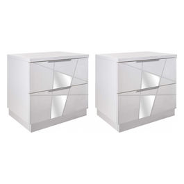 67 18 12 - 13 Coppia Comodini 2 Cassetti Bianco Frassinato Leonardo