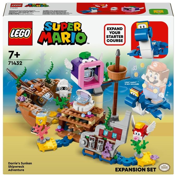 LEGO Super Mario 71432 Pack di Espansione Il Veliero Sommerso di Dorrie, Giochi Bambini 7+ con Barca Giocattolo e 4 Personaggi