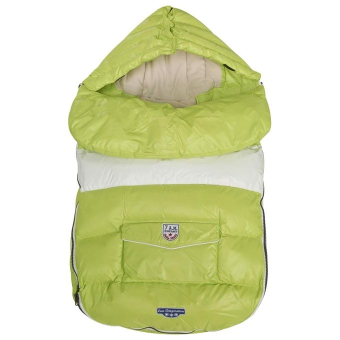 7 A.M. LS100M-NL Baby Shield Sacco Invernale per Passeggino e Seggiolino Auto con Doppia Copertura Protezione fino a -20° Cerniera a Due Vie Lavabile in Lavatrice colore Neon Lime