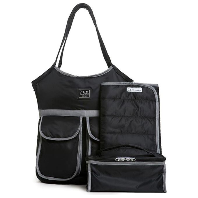 7AM ENFANTS Borsa da Passeggino Large Nero per Genitori Attivi Funzionalita' Ottimale e Ampio Spazio per la Prima Infanzia