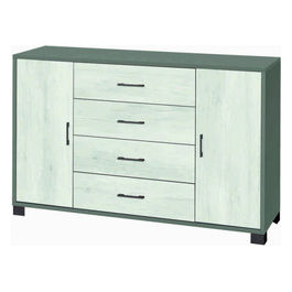 A775Ttqb030K Mobile 2 Ante 4 Cassetti - Kit Titanio E Quercia Bianco