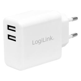 Logilink Caricabatterie con 2 porte Usb 12W Bianco