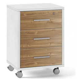 Adb733Osns Mobile 3 Cassetti Su Ruote Ossido Bianco E Noce Stelvio