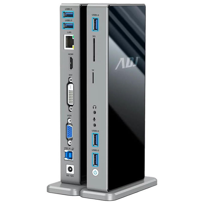 ADJ 143-00025 Docking Station 15-in-1 USB 3.0 Multi Display Alluminio Antigraffio York