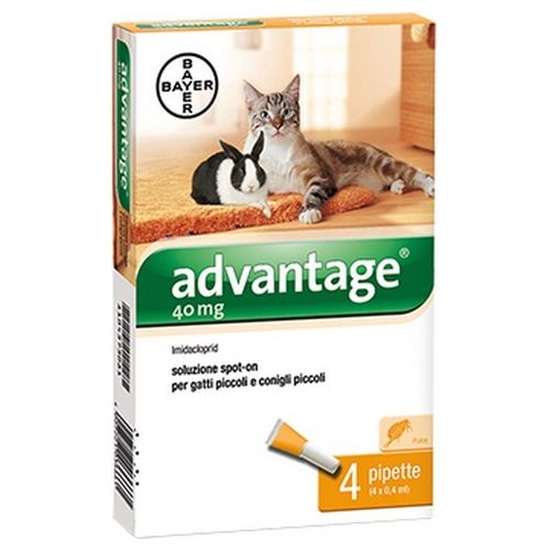 Advantix Advantage Soluzione Spot On per Gatti e Conigli Piccoli 40mg Confezione 4 Pezzi