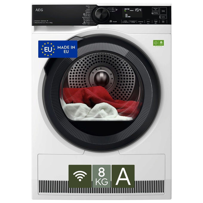 AEG TR9HH8AY Serie 9000X Asciugatrice Pompa di Calore 8 Kg Classe A WiFi SmartDry 3DScan 60 dB (85x59.6x63.6 cm) colore Bianco