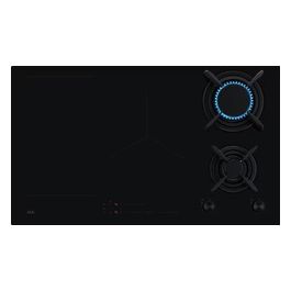 HF704193NB Piano Cottura 90cm 2 Bruciatori Gas  3 Zone Cottura Induzione Funzione Bridge Griglia in Ghisa Controllo Elettronico