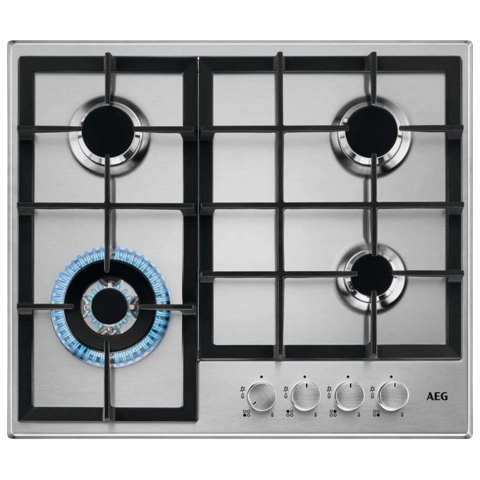 Aeg HGB64400SM Slim Line Piano Cottura a Gas 4 Zone Bruciatori SpeedBurner 60 cm Inox