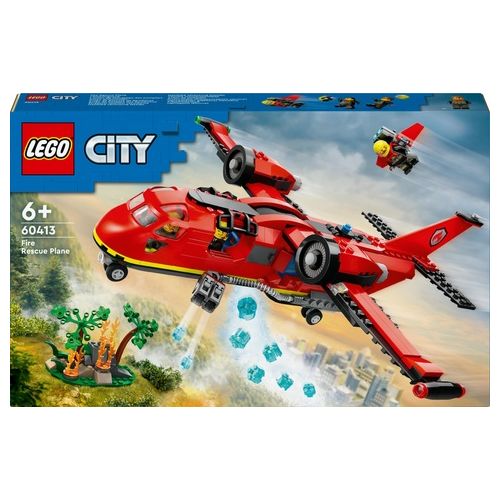 LEGO City 60413 Aereo Antincendio, Giocattolo dei Vigili del Fuoco per Bambini di 6+ Anni con 3 Minifigure dei Pompieri