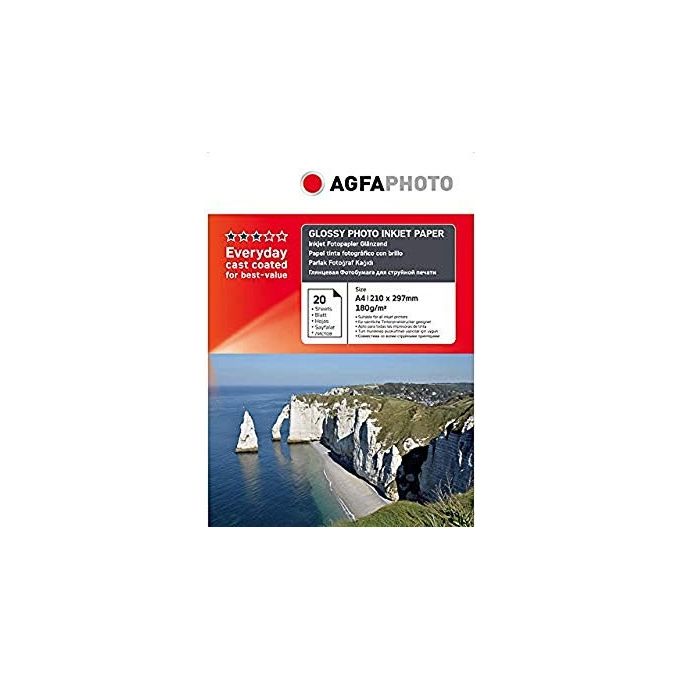 AgfaPhoto Everyday Photo Inkjet Carta Lucido 180gr A4 20 Fogli