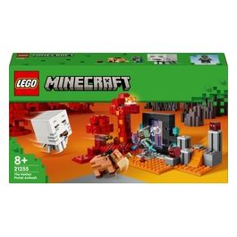 LEGO Minecraft 21255 Agguato nel Portale del Nether, Gioco per Bambini di 8+ Anni, Set con Scene di Battaglia e Personaggi