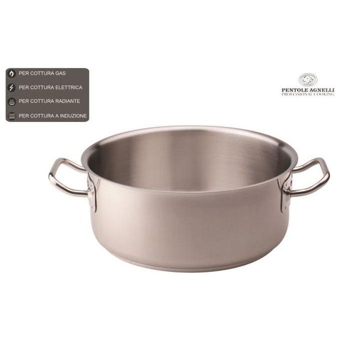 Agnelli Casseruola Bassa Inox 2 Manici 12Lt 32cm