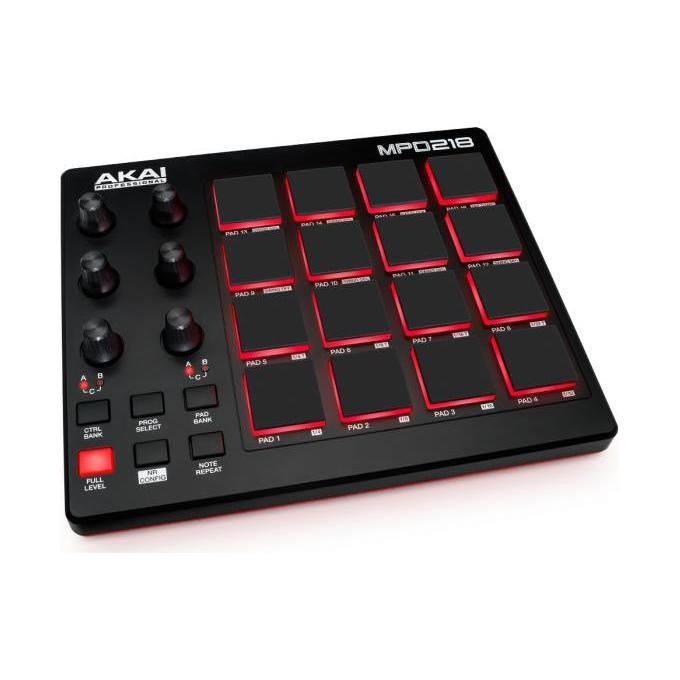 Akai Pro MPD218 Controller Midi Usb con 16x3 Pad MPC 6x3 Manopole + Ableton Live Lite MPC Essential e Strumenti Virtuali SONiVOX