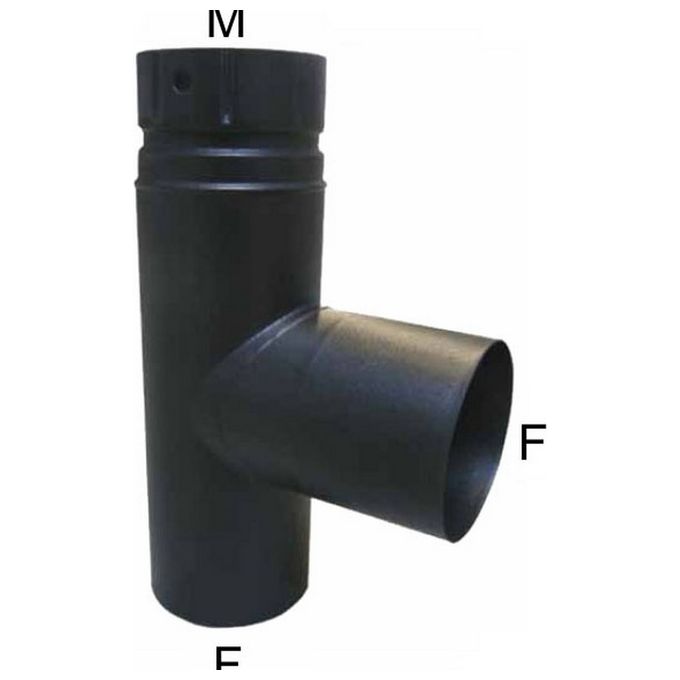 ALA Gomito T Smaltato Diametro 12 cm Acciaio per Stufe e Camini Incastro GASTOP colore Nero Opaco