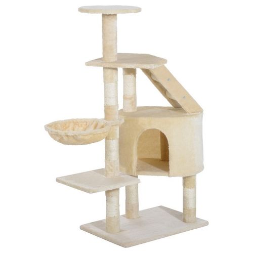 Albero Tiragraffi con Piattaforme, Beige, 55x40x125cm