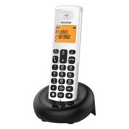 E160 Bianco Telefono Cordless DECT con Blocco Chiamate Indesiderate Ampio Display Retroilluminato Arancione di Facile Lettura Suonerie Classiche e Polifoniche