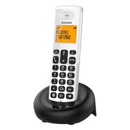 Alcatel E160 Bianco Telefono Cordless DECT con Blocco Chiamate Indesiderate Ampio Display Retroilluminato Arancione di Facile Lettura Suonerie Classiche e Polifoniche