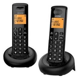 Alcatel E160 Duo Nero Telefono Cordless DECT con Blocco Chiamate Indesiderate Ampio Display Retroilluminato Arancione di facile lettura Suonerie Classiche e Polifoniche