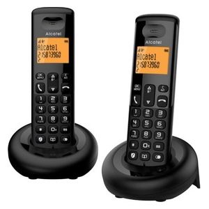 Alcatel E160 Duo Nero Telefono Cordless DECT con Blocco Chiamate Indesiderate Ampio Display Retroilluminato Arancione di facile lettura Suonerie Classiche e Polifoniche