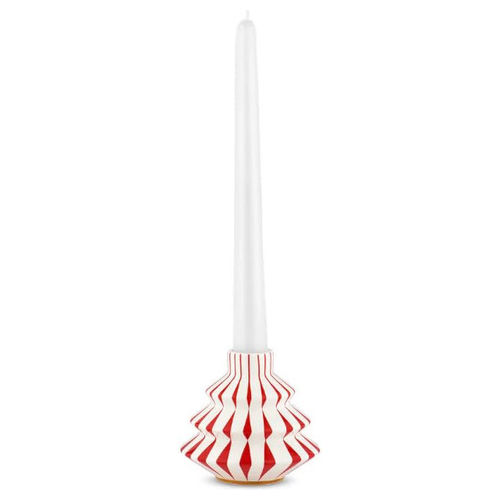 candeliere Delight NZ07 porcellana decorata a mano design Nika Zupanc Bianco con decori rossi 9 cm