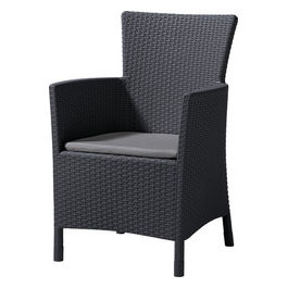poltrona da giardino Iowa effetto rattan grafite con cuscino resistente UV