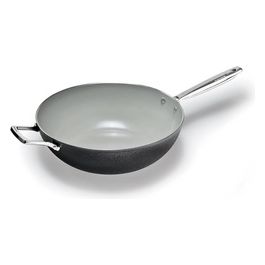 Alluflon Moneta Wok Armonia Finegres 32cm con Doppio Manico Nero