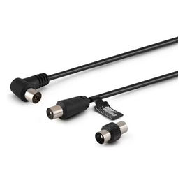 Cavo Tv Coax 9,5mm Nero 3m con Adattatore