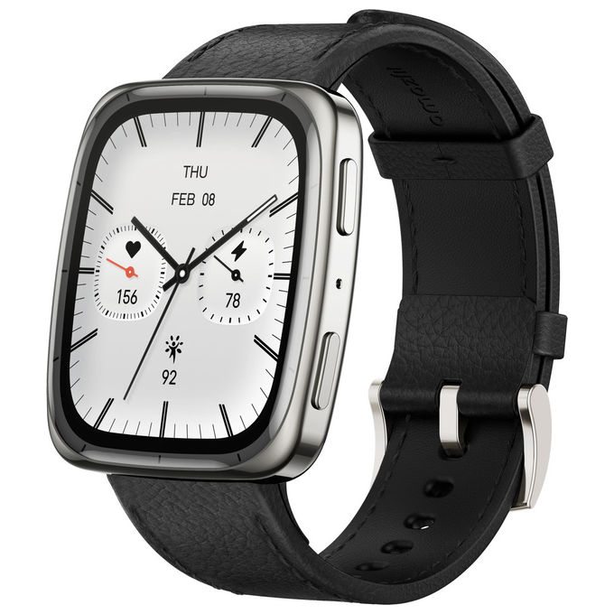 Amazfit active 2 square smartwatch 1.75 amoled cassa in acciaio pagamenti nfc durata della batteria fino a 10 giorni gps 5atm per ios e android nero
