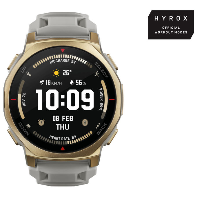Amazfit t-rex 3 pro smartwatch outdoor 44mm display amoled in zaffiro torcia integrata, ghiera in titanio gps dual-band, mappe offline, fino a 17 giorni di autonomia, 10 atm, 180+ modalita` sportive