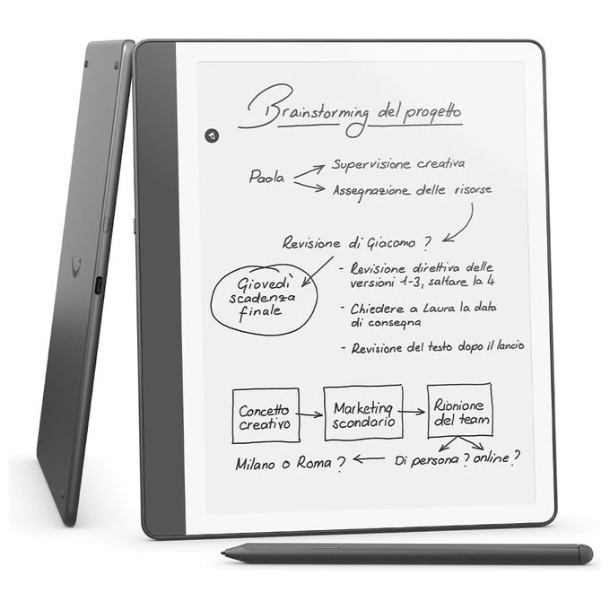 Amazon Kindle Scribe 16Gb Schermo 10.2'' ridisegnato con bordi uniformi, scrittura diretta su libri e documenti Penna premium inclusa Grigio tungsteno