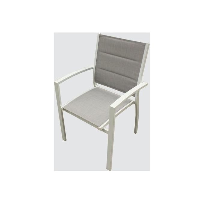 Sedia con Braccioli Vania in Alluminio Textilene Doppio Strato Antracite/Taupe