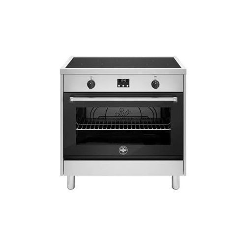 Cucina Induzione con Forno Elettrico 90x60 cm Inox