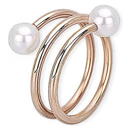 Anello in acciaio 316L e PVD Rosé - Ipoallergenico con Shell Pearl