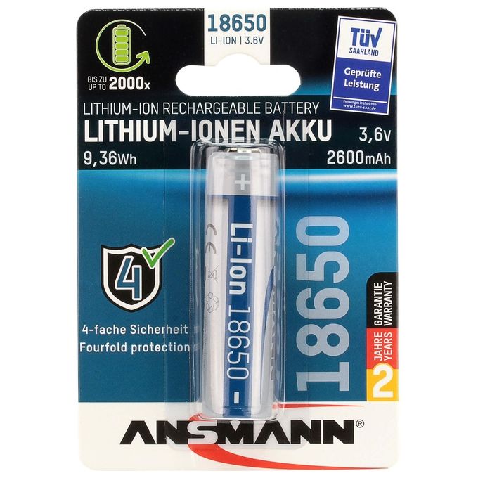 Ansmann 18650 Li-Ion Battery 2600mAh 3.6V 9.36Wh