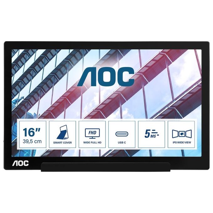 AOC Monitor Flat 15.6'' 01 Series I1601P 1920 x 1080 Pixel Tempo di risposta 4 ms 