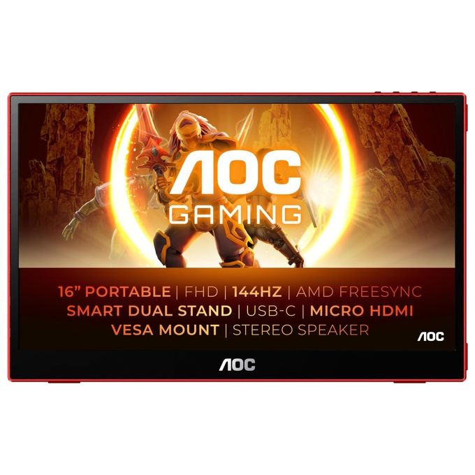 AOC 16G3 Monitor PC 15.6'' 1920x1080 Pixel Nero-Rosso