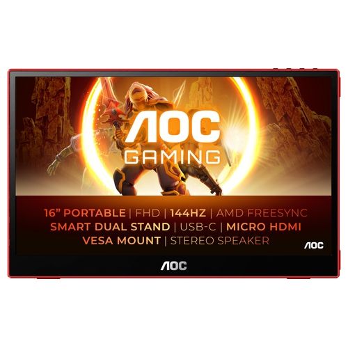 AOC 16G3 Monitor PC 15.6" 1920x1080 Pixel Nero/Rosso